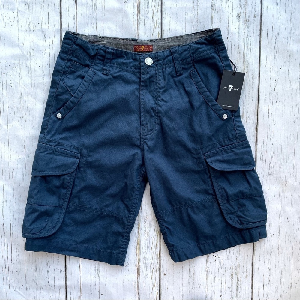 7 For All Mankind Boys Navy Blue Cargo Shorts Size 10